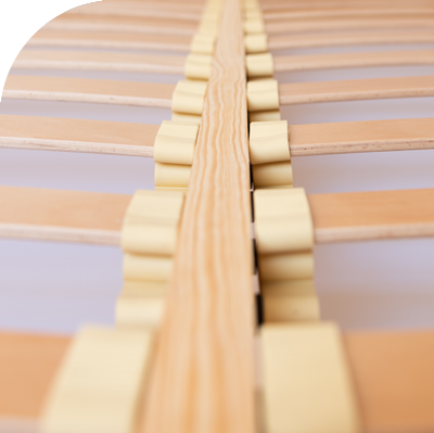 Focus produit sur le sommier du lit escamotable Juno