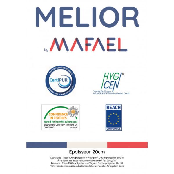 Matelas ferme deux places Mélior en caractéristique